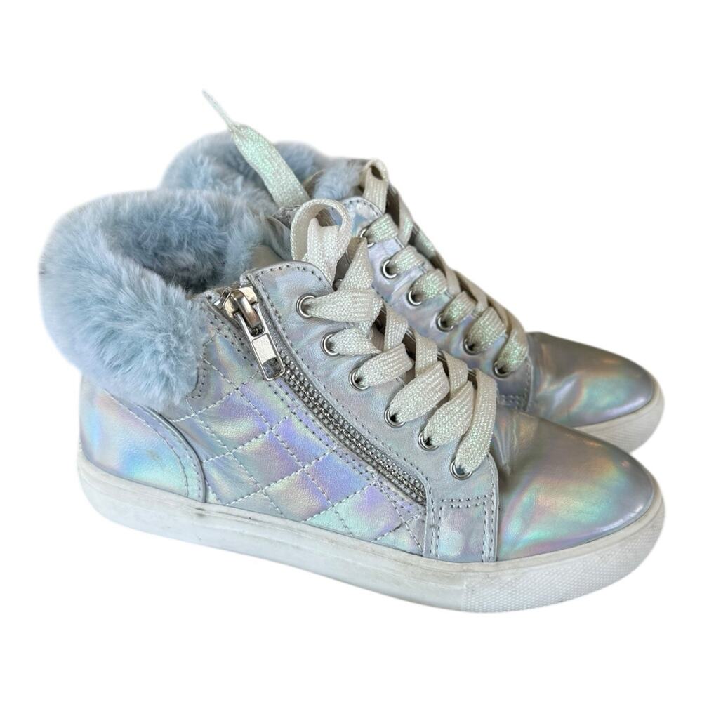 Girls Dolce Vita Sidera Iridescent‎ High Top Sneaker w/Faux Fur -Sz 1